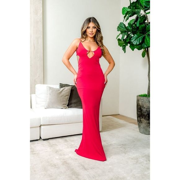 Plunge Maxi Dress - Red - Picture 5 of 5